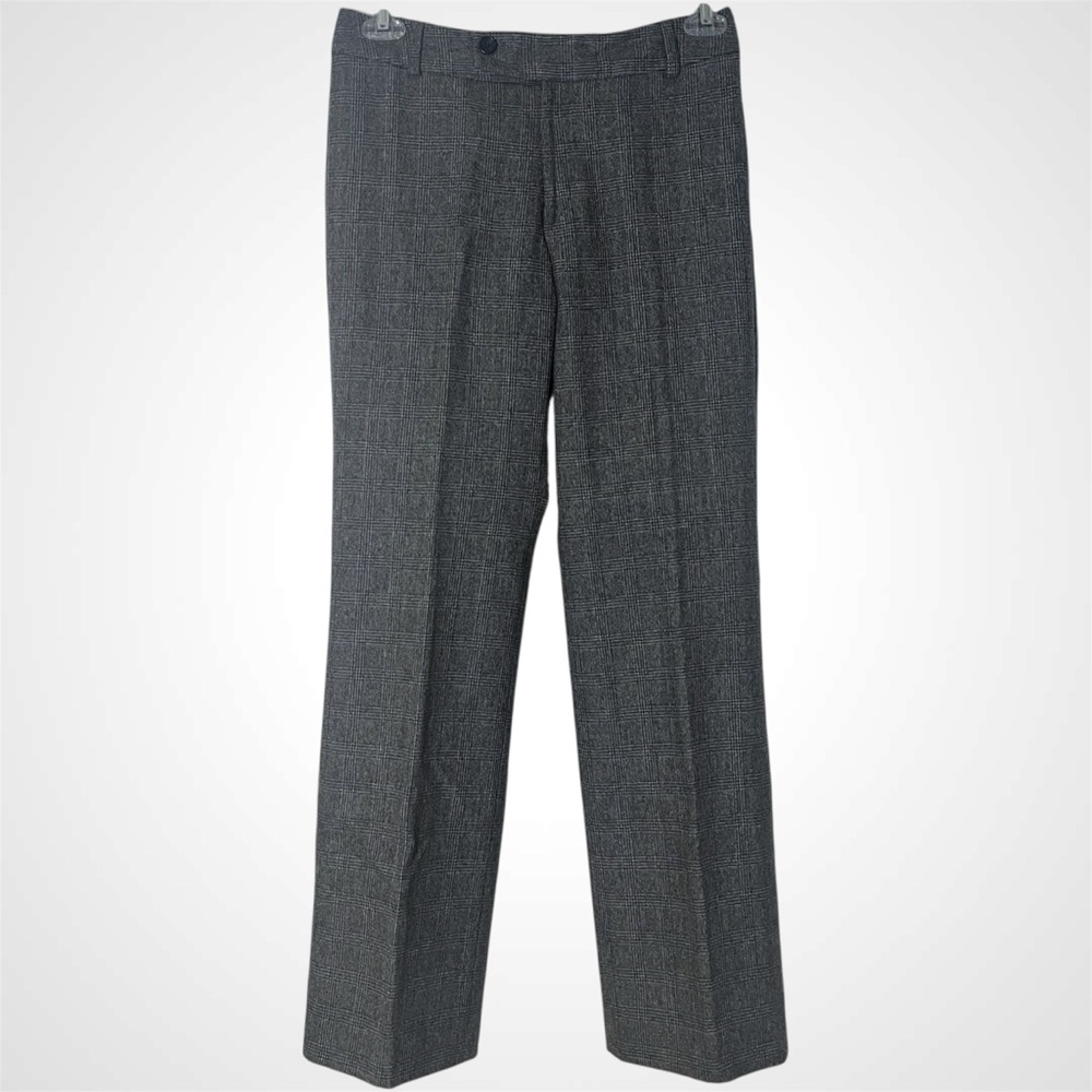 Banana Republic Harrison Straight Leg Pants Gray Plaid Wool Cotton Womens Size 6